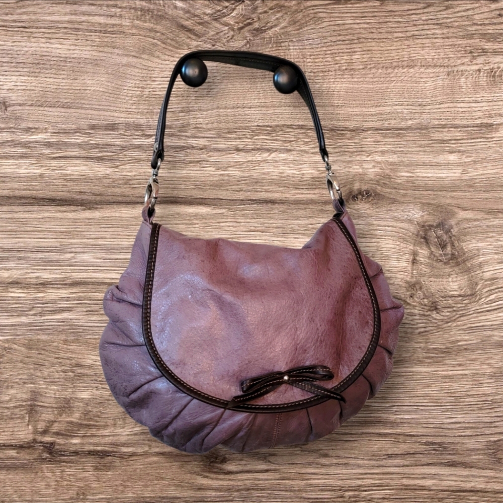 Sofia C. Purple Italian Leather Women's Shoulder Bag